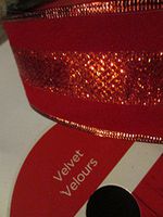 Wired Red Velour/Metalic 2.5 in x 25 ft. Designer Ribbon