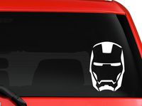 Iron man mask Avengers Marvel superhero Hulk Captain America car truck SUV window laptop Kitchen wall macbook decal sticker Approx 4 inches white