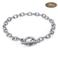 Chain Bracelets Stainless Steel Link Bracelet Connectors with OT Toggle Clasps Jewelry Findings for Women Girls 5Pcs