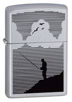 Zippo Night Fishing Satin Chrome Pocket Lighter