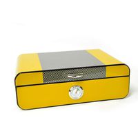KEOA Large Capacity Cigar Humidor Case, Cedar Desktop Box Portable with Humidifier and Hygrometer for 40 Cigars(Yellow)