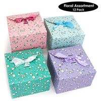 Gift Expressions Gift Boxes with Lids, Assorted Floral, 12 Pack, 5.8” x 5.8” x 3.7” Foldable Decorative Box, Cupcake Boxes, Party Favors, Bridesmaid Gifts, Thick 400GSM Small Cardboard Boxes