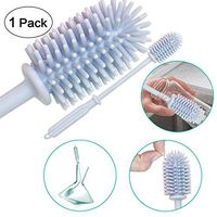 ZZRUI 12"Silicone Bottle Brush Cleaner for Narrow/Tall Bottle,Long Handle Silicone Scrub Brushes for Cleaning Water Bottle/Glasses/Coffee Mug/Baby Bottle/Vase Blue