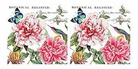 Michel Design Works 20-Count 3-Ply Paper 5"x5" Cocktail Napkins, Peony, Set of 2 Twenty Napkin Packs.