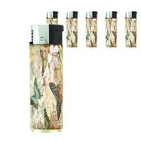 Perfection In Style Butane Refillable Electronic Lighter Set of 5 Pieces Vintage Butterfly Design 004