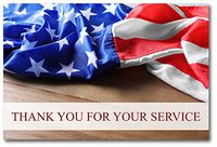American Flag Thank You for Your Service Cards - USA - Patriotic - Military - Blank on The Inside - Includes 12 Cards and Envelopes - 5.5" x 4.25"(12 Pack)