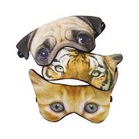 (Pack of 3) 3D Cat Dog Animal Sleep Eye Mask Night Shades for Sleeping Travel Home Office Funny Blindfold for Girls Kids Men Women