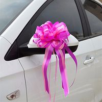 JISHUQICHEFUWU 10pcs Party Decoration Ribbon Bow Pull Flowers Christmas Decoration Festive Supplies Wedding car Pull Flower,Rose Red