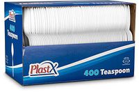PlastX Cutlery 400 Count Disposable Plastic White TeaSpoons, Great For Home, Office, Party, Concession Shop, or Restaurants, Kids, Outdoor Event Or Everyday Use (1 Box)