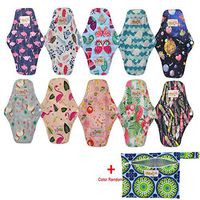 OHBABYKA Bamboo Reusable Sanitary Napkins Pads for Women (M, Bpad10pcs)