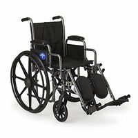 Medline Easy-to-Clean and Durable Wheelchair with Removable Desk Arms and Elevating Leg Rests, 20” Seat