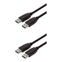 Buyer's Point SuperSpeed USB 3.0 (USB to USB Cable Male to Male) Type A/Type A Cable Cord for Data Transfer Hard Drive Enclosures, Printers, Modems, Cameras, Flash Drives, Thumb (1.5ft) (Black,2)