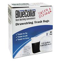 BlueCollar N4828EWRC1 Tall Kitchen Drawstring Trash Bags, White, 13 Gallon, 0.8 Mil, 240/Case, Lot of 1