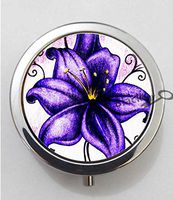BlackKey Purple Lily Flower 3-Compartment Decorative Pocket Gift Box Case Organizer for Pill, Color 1 -644