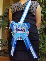 Baby Shower Mom To Be It's a Boy Sash Prince Crown & Blue Ribbon with Corsage