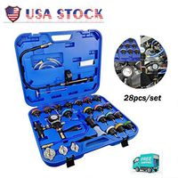 28 PCS Universal Adapters Automotive Radiator Pressure Tester Kit,Coolant Vacuum Type Cooling System (Blue)
