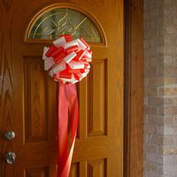 Red and White Decorative Bow - 13" Wide, Fully Assembled with Long Tails, Valentine's Day, Front Door Decor, Car Bow, Christmas Tree Topper, Birthday, Fundraiser, Easter, Office, Classroom