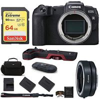 Canon EOS RP Mirrorless Digital Camera Body (USA Warranty) Bundle, Includes: Canon Mount Adapter EF-EOS R + EG-E1 Extension Grip (Red) + 64GB SDXC Extreme Memory Card + More.