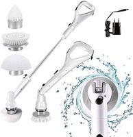 Electric Spin Scrubber Long Handle 360 Cordless Scrubbers with 3 Replaceable Brush Heads Power Cleaning Brush for Bathroom Tub Tile Cleaning Masthome