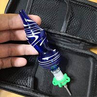 10mm Mini Blue White Straws Lil Keck Clip Titanium Tip with Case