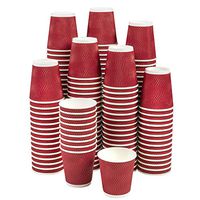 NYHI Set of 150 Ripple Insulated Red 12-oz Paper Cups – Coffee/Tea Hot Cups | Recyclable |3-Layer Rippled Wall for Better Insulation | Perfect for Cappuccino, Hot Cocoa, or Iced Drinks