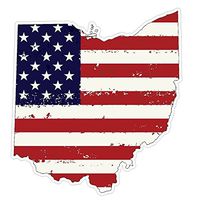 CustomDecal US Ohio State (J36) USA Flag Distressed Vinyl Decal Sticker Car/Truck Laptop/Netbook Window