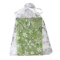 SUNGULF 100pcs Organza Pouch Bag Drawstring 6"x9" 16x22cm Strong Gift Candy Bag Jewelry Party Wedding Favor (White Snowflake)