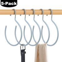 HangerSpace Scarf Ring Hanger Belt Rack, 5 Pcs Non-Slip Tie Rack Hanging Hook Closet Accessory Organizer Holders for Ties Scarves Belts Handbags and Jewelry (5, Grey)