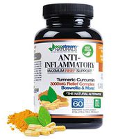 Anti-Inflammatory by Ecostream Naturals, Relieves Inflammation-Induced Pain, Day or Night Use, Naturally Derived Ingredients, Safe and Effective, Gluten-Free, 60 Vegetarian Capsules