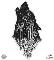 Wolf Howling Moon Celestial Mountains - 3" Vinyl Sticker - For Car Laptop I-Pad Phone Helmet Hard Hat - Waterproof Decal