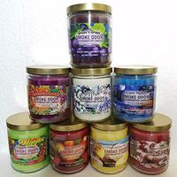 Smoke Odor Exterminator 13oz Jar Candles Variety Pack of (8) Includes Groov’n Grape, Cabin Night, Sapphire, Pineapple Coconut, Sugar Plum, Sugared Cranberry, Hippie Love & Woodstock.