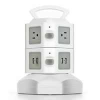 TNP Power Strip with USB Surge Protector - 6 AC Outlet + 4 USB Port Charger Charging Station Power Supply Adapter Multi Socket Plug Powerstrips Bar Stand Tower, Individual Switch, 6FT Extension Cord