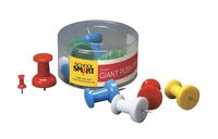 School Smart Giant Push Pin with Reclosable Tub, Assorted Color, Pack of 12 - 081907