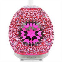MosaMore Essential Oil Diffuser 200ml Handmade Mosaic Glass New Designs Ultrasonic Humidifier, Mist Intensity, Power and 7 magic color LED lights Settings for Home,Yoga Studio, Office, Baby Room, Spa