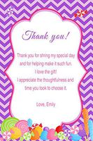 30 Personalized Thank You Cards Purple Chevron Zig Zag Various Colors Sweet Treats Design Birthday Party Baby Shower + 30 White Envelopes