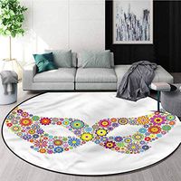 RUGSMAT Masquerade Modern Machine Round Bath Mat,Carnival Joyous Design Coffee Table Mat Non-Skid Living Room Carpet Round-51