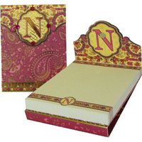 Punch Studio N Monogram Paisley 75-Page Mini Notepad - Magnetic Closure Jewel on tab