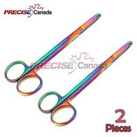 PRECISE CANADA: SET OF 2 MULTI TITANIUM COLOR RAINBOW STITCH SCISSORS 5.5" STAINLESS STEEL