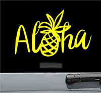 JS Artworks Aloha Pineapple Vinyl Decal Sticker (Yellow)