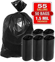 Heavy Duty Black Trash Bags - 55 Gallon 50 PK Bags for Garbage, Storage - 1.5 Mil Thick, 35"Wx55"H Industrial Grade Trash Bags for Construction, Yard Work, Commercial Use - by Tougher Goods