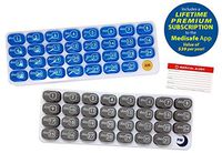 Monthly Pill Organizer 2 Times A Day AM/PM 31 Day Pill Box, Small Removable Travel Daily Pod Cases with Bonus Medical Alert Card and Premium Lifetime Subscription to Medisafe App