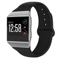 OenFoto Sport Bands Compatible Fit bit Ionic, Soft Silicone Wristband Replacement Watch Band Strap Accessory Bracelet for Fit bit Ionic Smart Watch, Black with Black Button Small