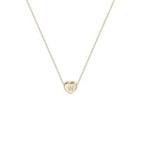 Tiny Gold Initial Heart Necklace-14K Gold Filled Handmade Dainty Personalized Letter W Heart Choker Necklace Gift for Women Kids Child Alphabet Necklace Jewelry (W)