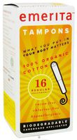 Emerita Organic Cotton Regular Tampons, 16 Count