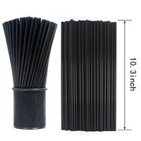 Tomnk 500pcs 10.3 Inches Drinking Straws Black Plastic Straws