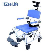 EZee Life Tilt Shower Commode Bath Toilet Transport Chair with 5" casters Aluminum