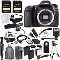 Canon EOS 80D DSLR Camera (Body Only) + 32GB Card + Battery + Home and Car External Charger + HDMI Cable + Remote + Card Reader+ Card Wallet Video Creator Kit 1
