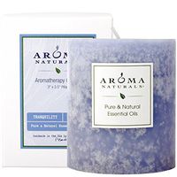 Aroma Naturals Lavender Essential Oil Blue Scented Pillar Candle, Tranquility, 3 inch x 3.5 inch