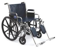 Medline Excel Extra-Wide Wheelchair, Wide Seat, Desk-Length Removable Arms, Elevating Legrests, Chrome Frame Seat: 22" x 18"