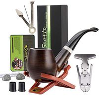 Scotte Tobacco Pipe Handmade Pear Wood Root Smoking Pipe Gift Box and Accessories (Black&B)